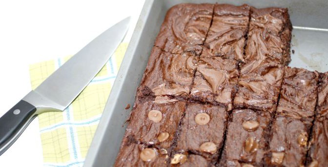 Nutella-swirled brownies with mini peanut butter cups from CollegiateCook.com. (Photo: Candace Braun Davison)