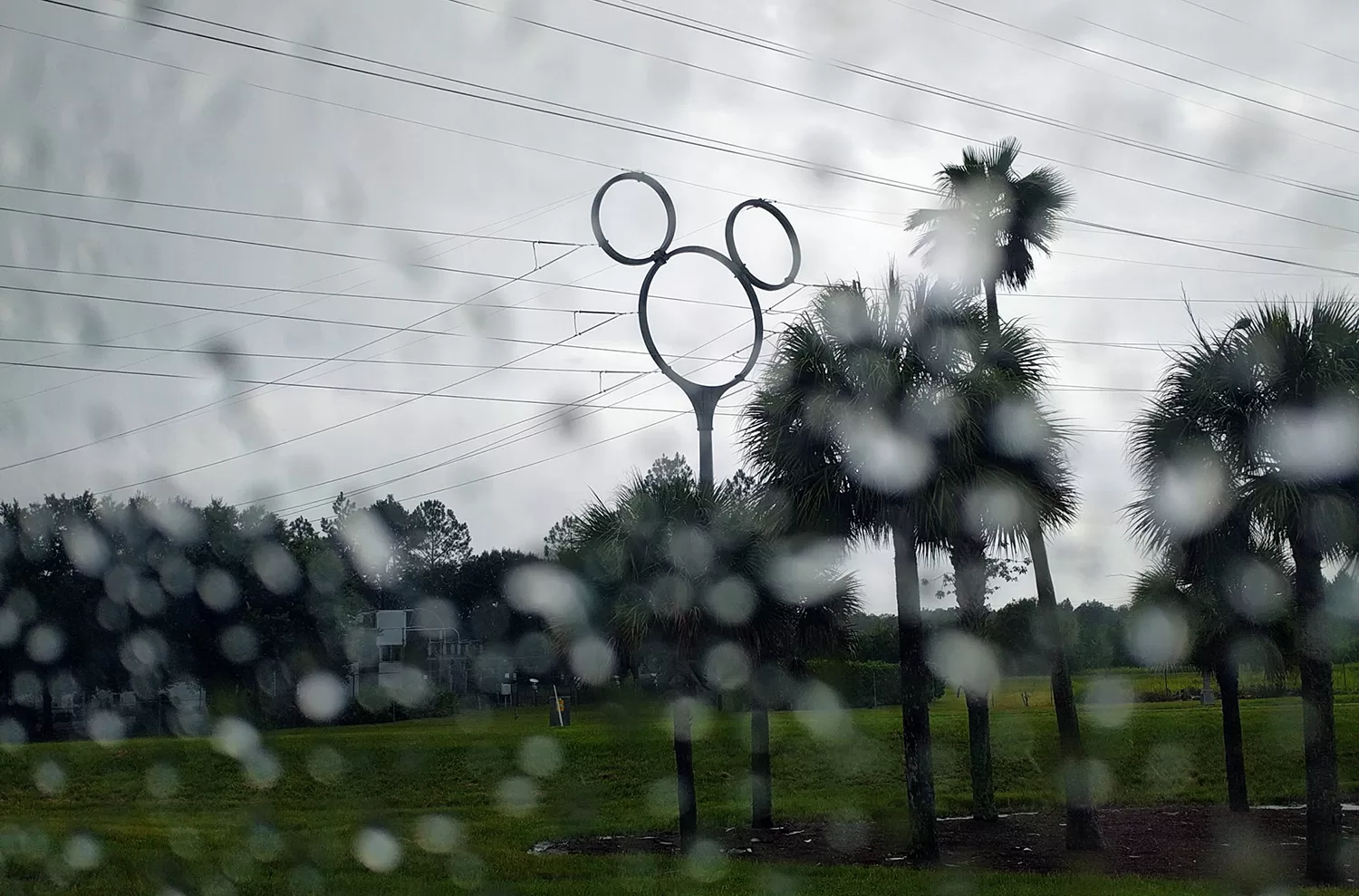thunderstorm in orlando near the mickey electricity pole as I search for things to do on a rainy day