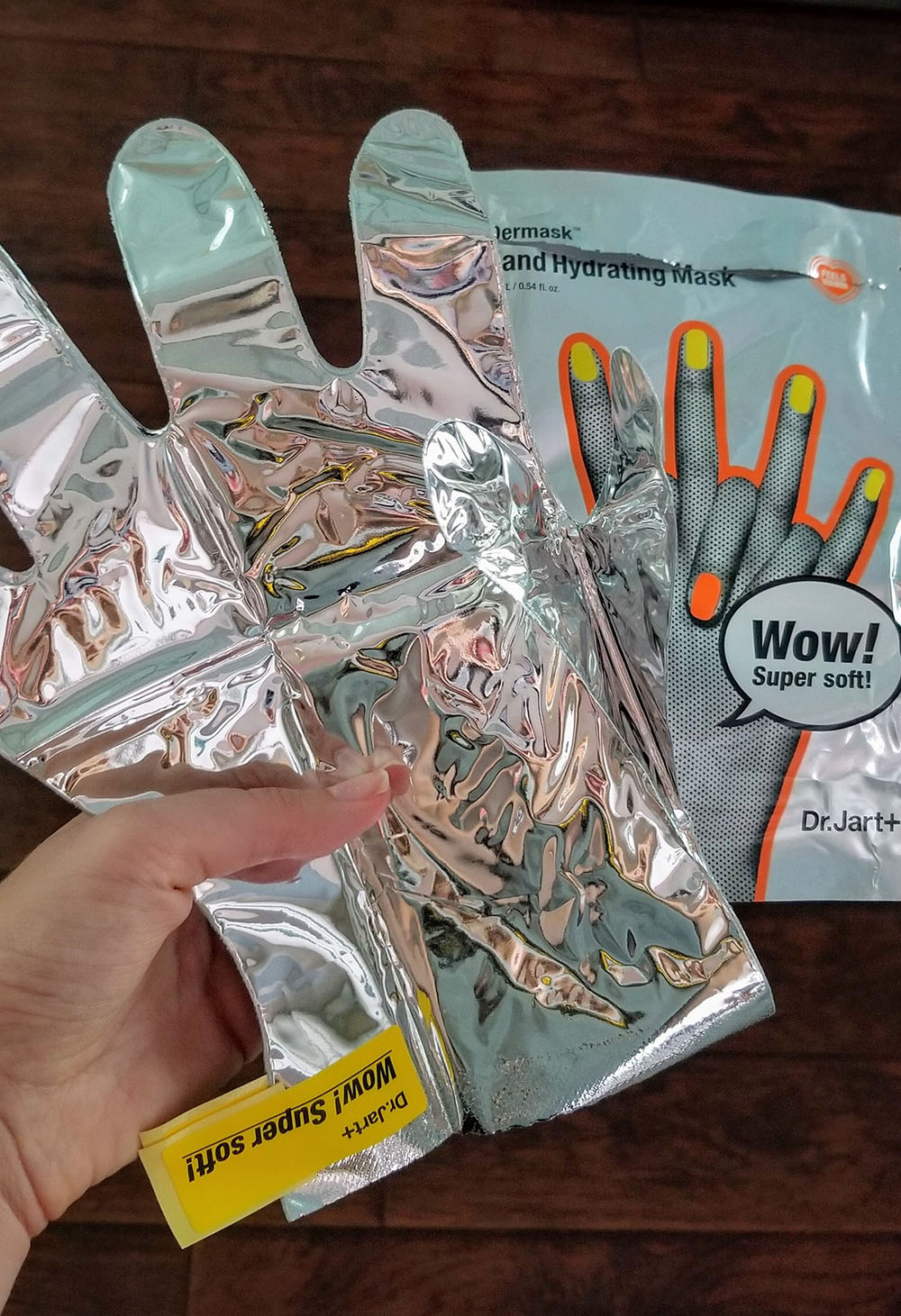 What Dr. Jart+ Dermask Hydrating Hand Mask looks like out of the package